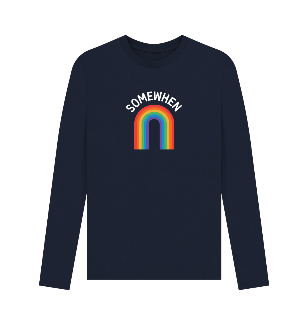 Navy Blue Printed Long Sleeve T Shirt