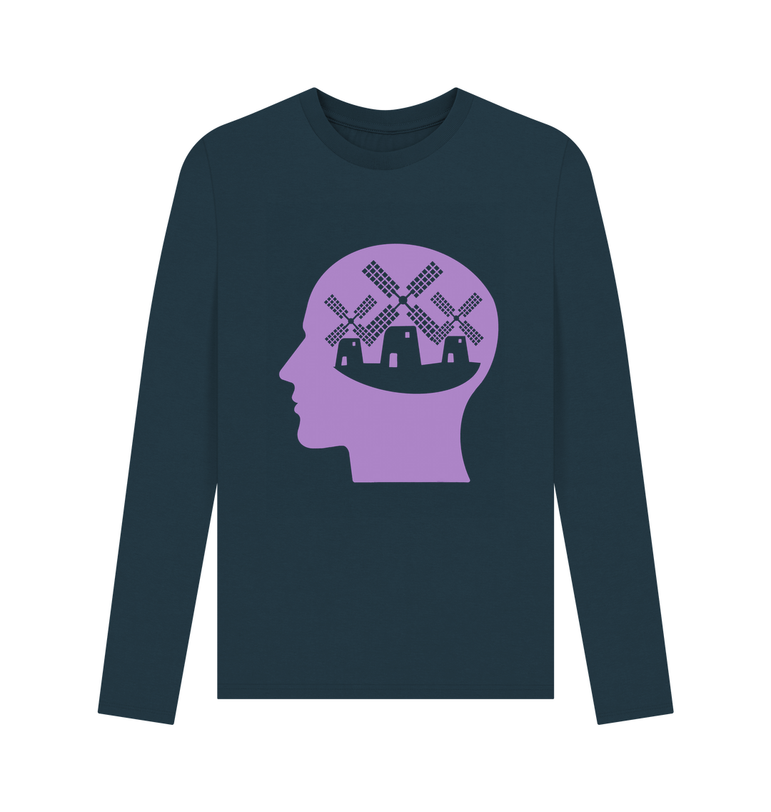 Denim Blue Printed Long Sleeve T Shirt