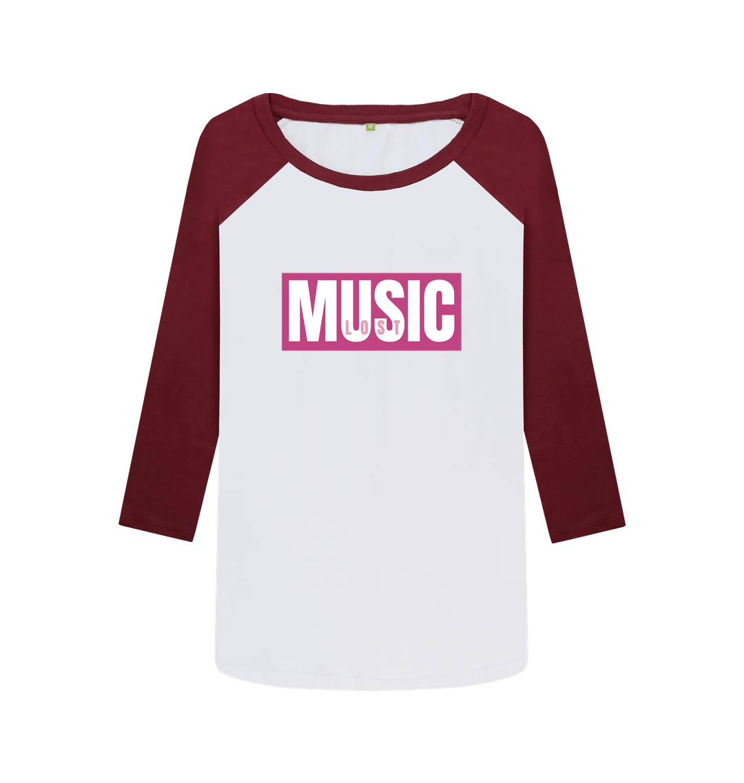 Red Wine-White Printed Baseball T-shirt