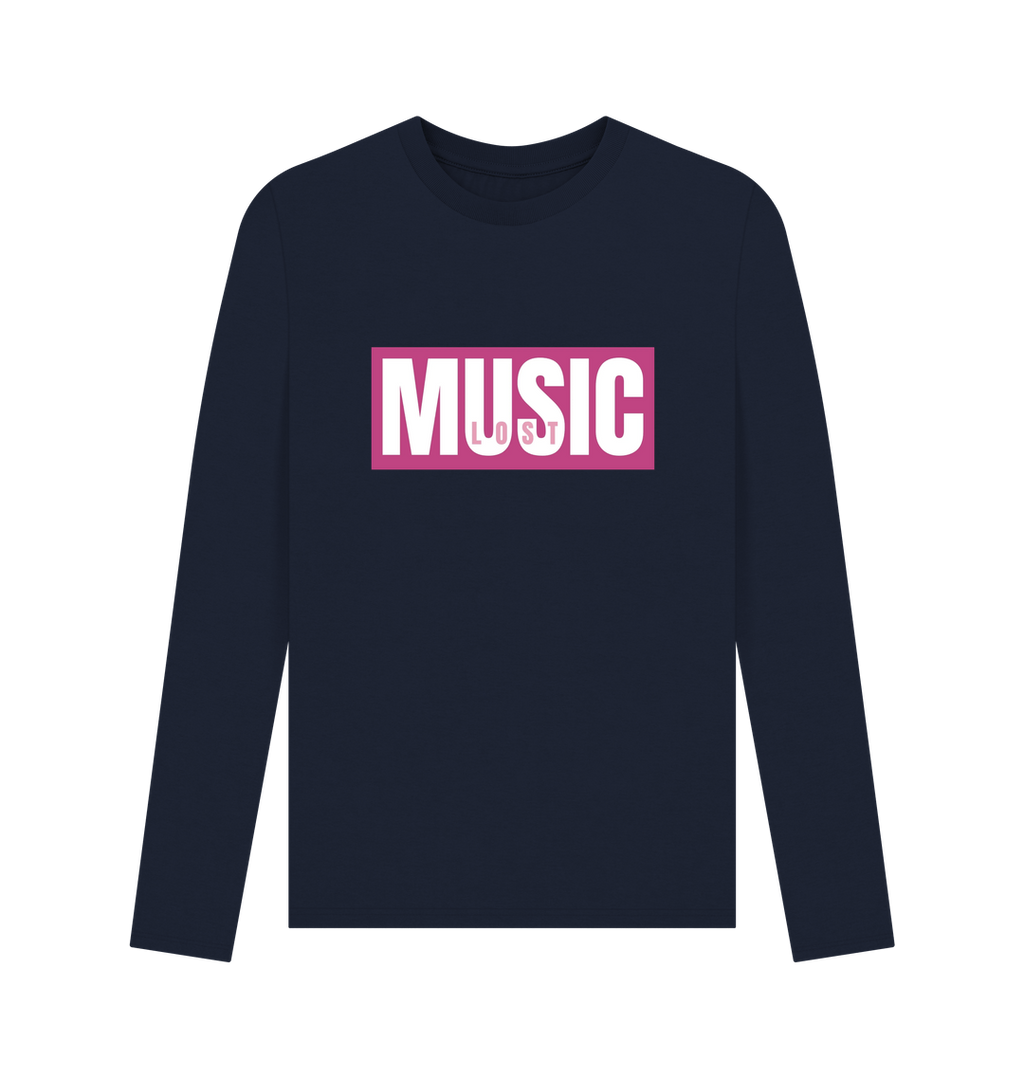 Navy Blue Printed Long Sleeve T Shirt