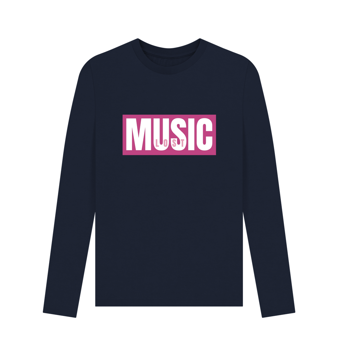 Navy Blue Printed Long Sleeve T Shirt
