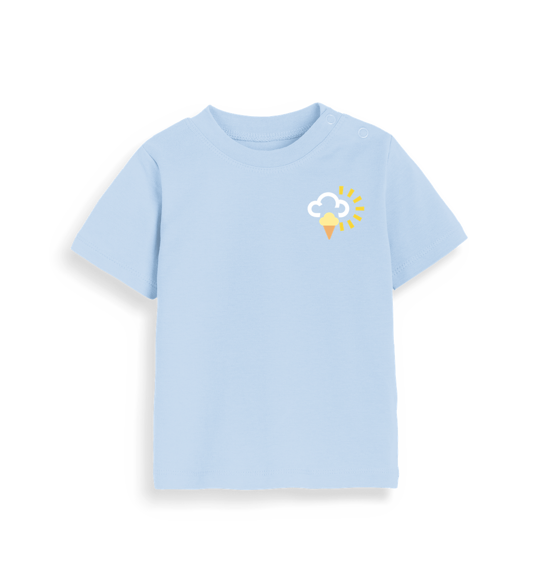 Dusty Blue Printed Kids T-Shirt Front