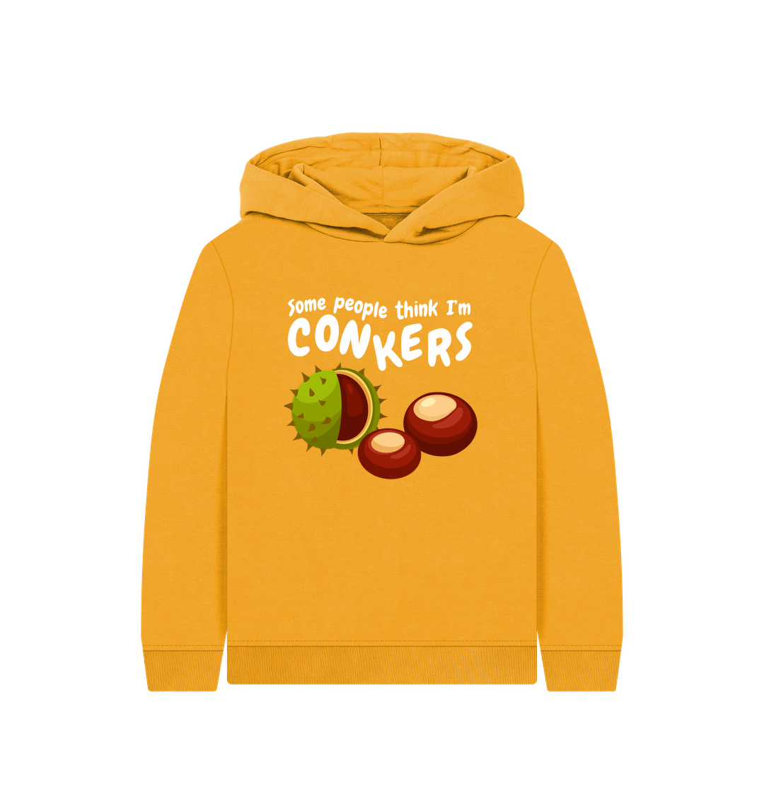 Mustard Printed Kids Hoodie Front
