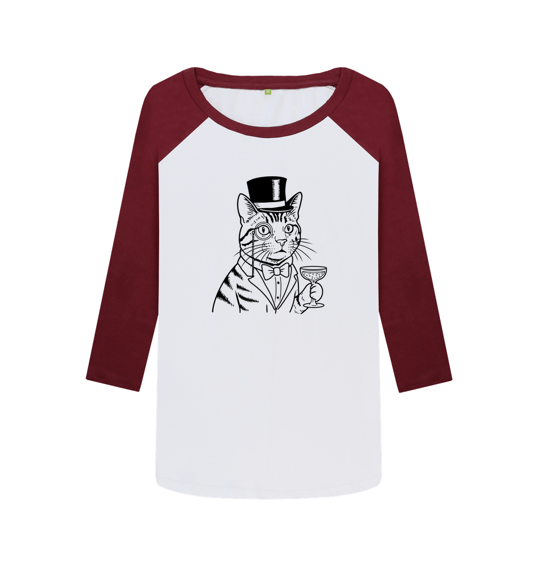 Red Wine-White Printed Baseball T-shirt