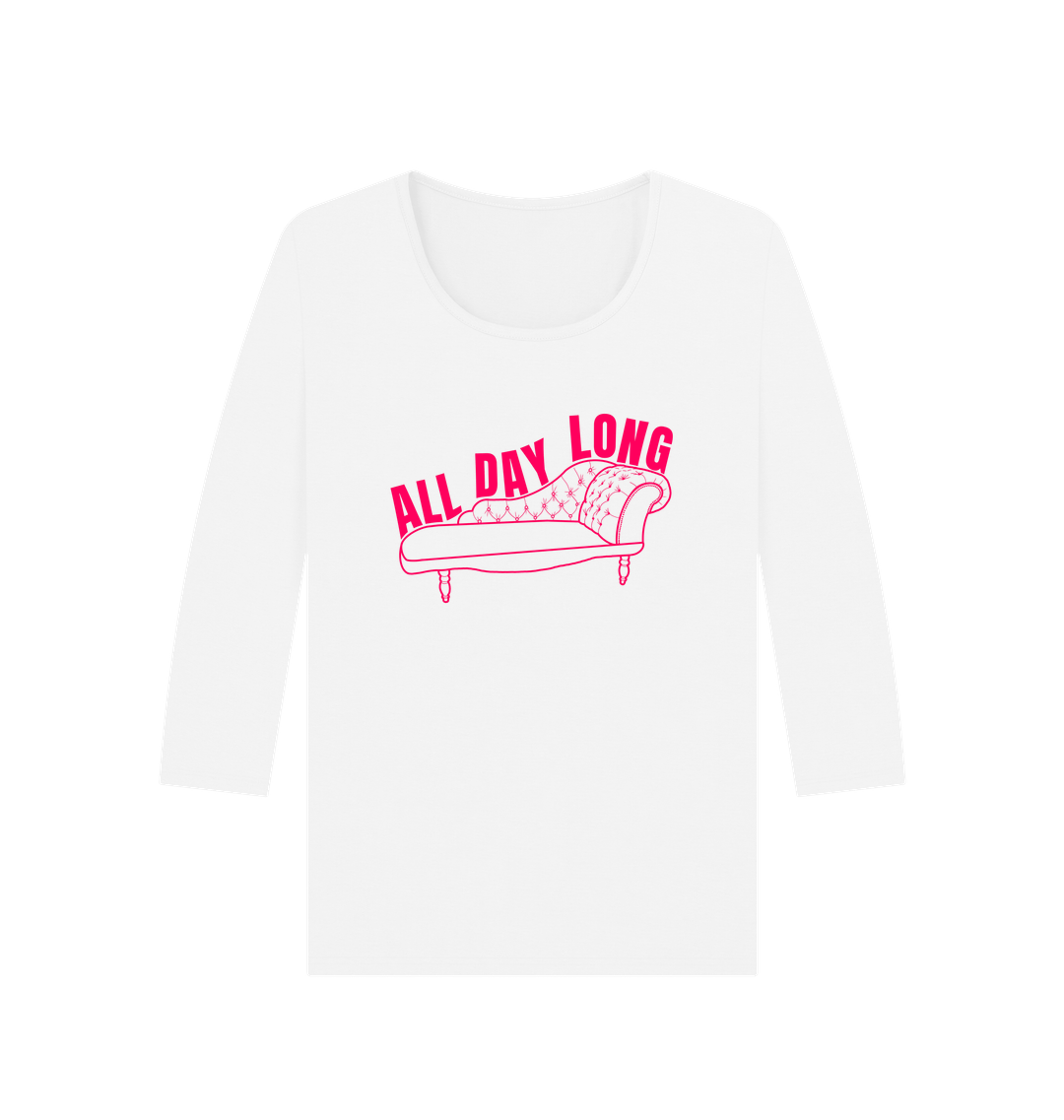 White Printed Long Sleeve T Shirt