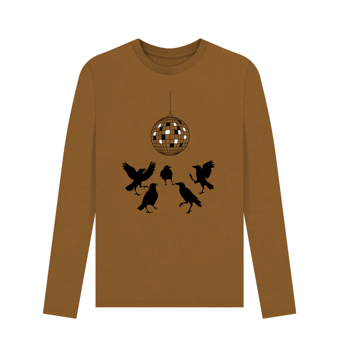 Brown Printed Long Sleeve T Shirt