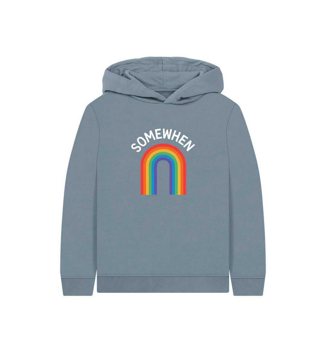Stone Blue Printed Kids Hoodie
