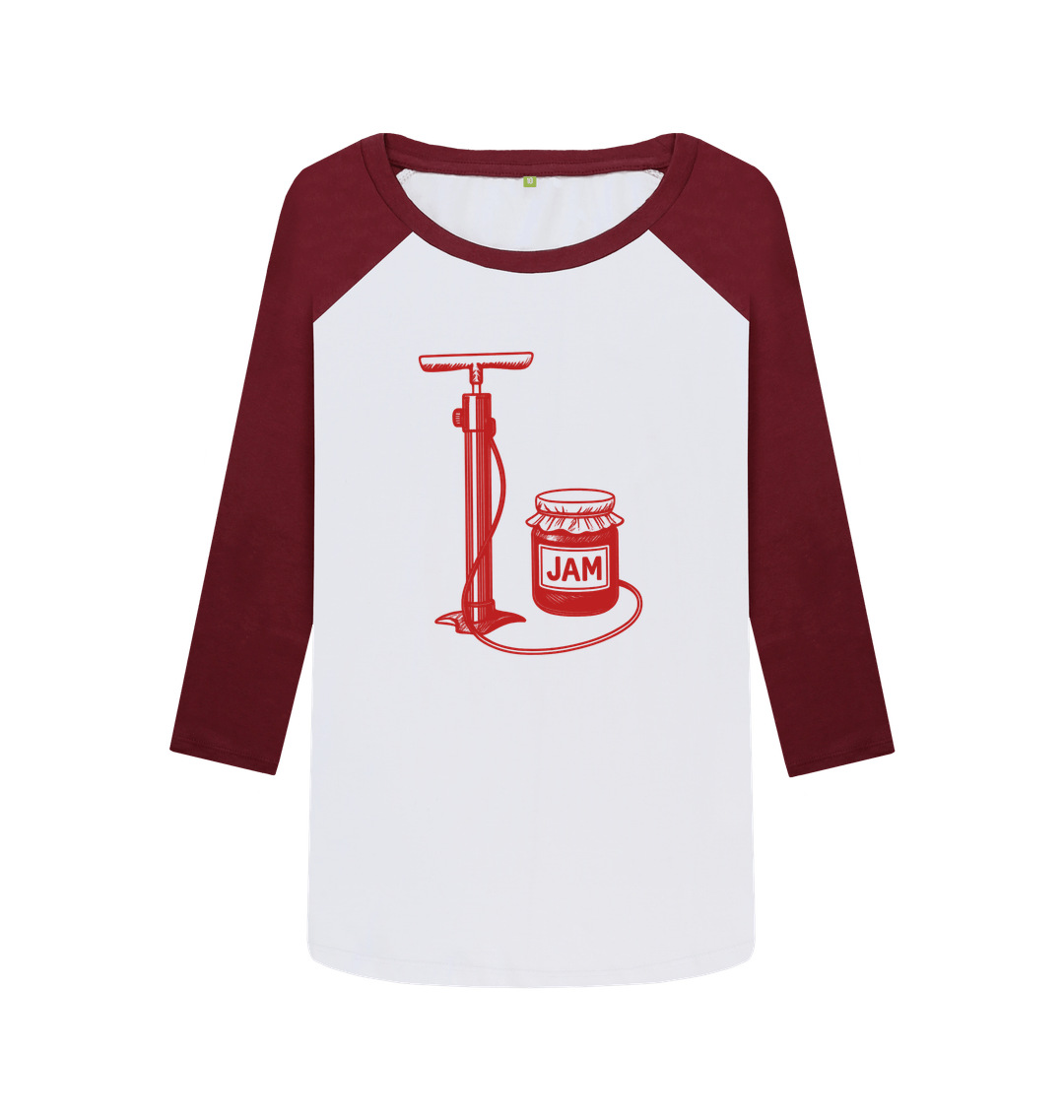 Red Wine-White Printed Baseball T-shirt