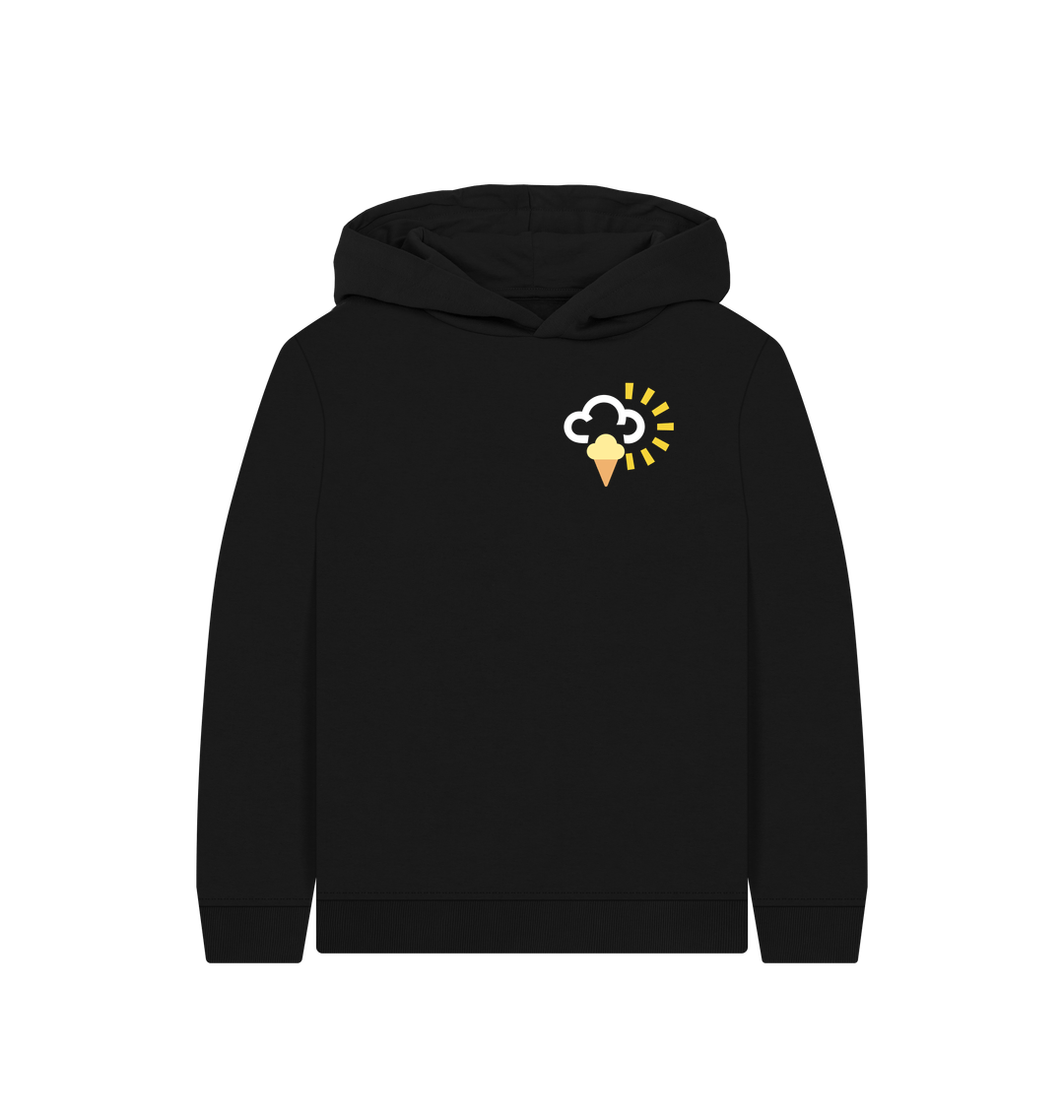 Black Printed Kids Hoodie Front