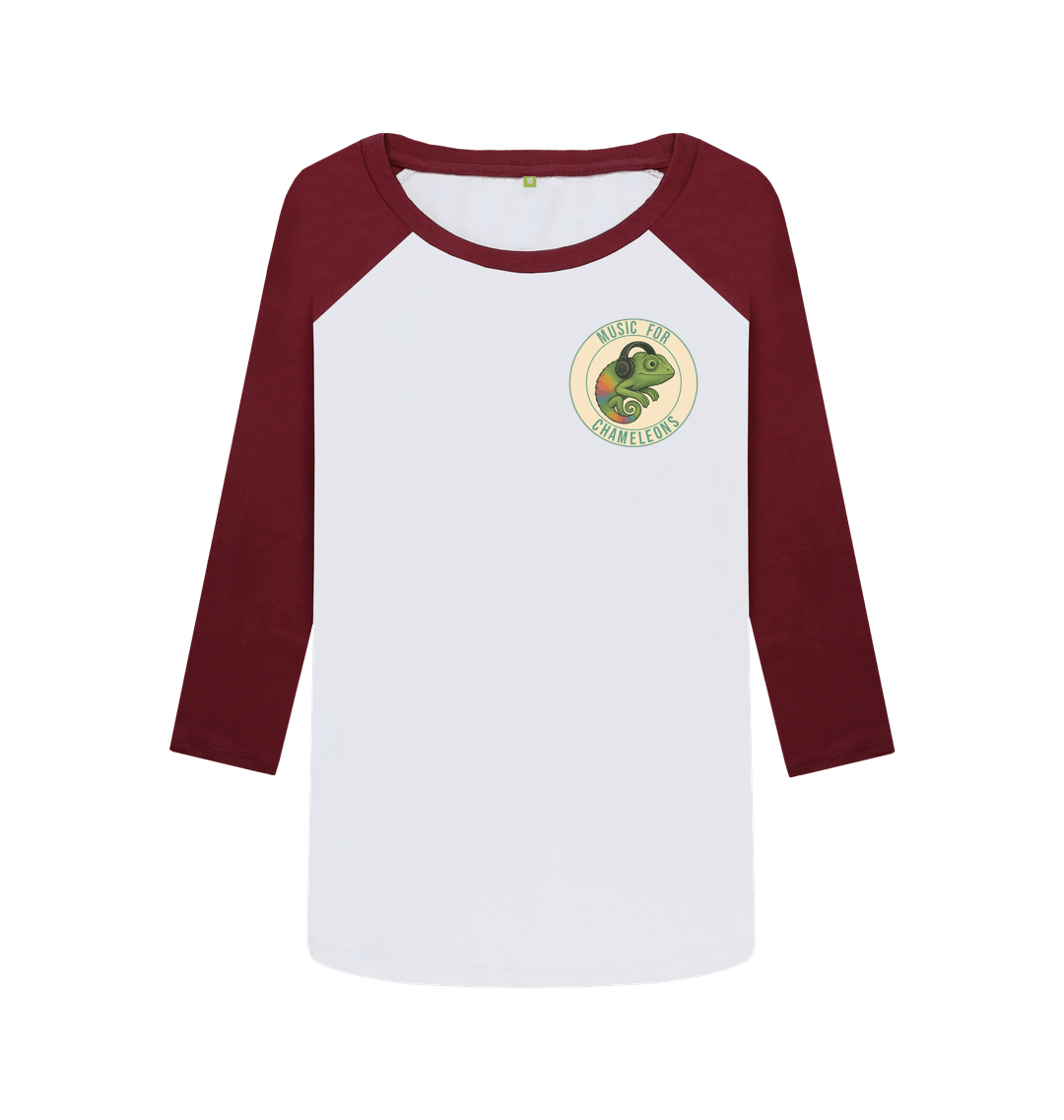 Red Wine-White Printed Baseball T-shirt