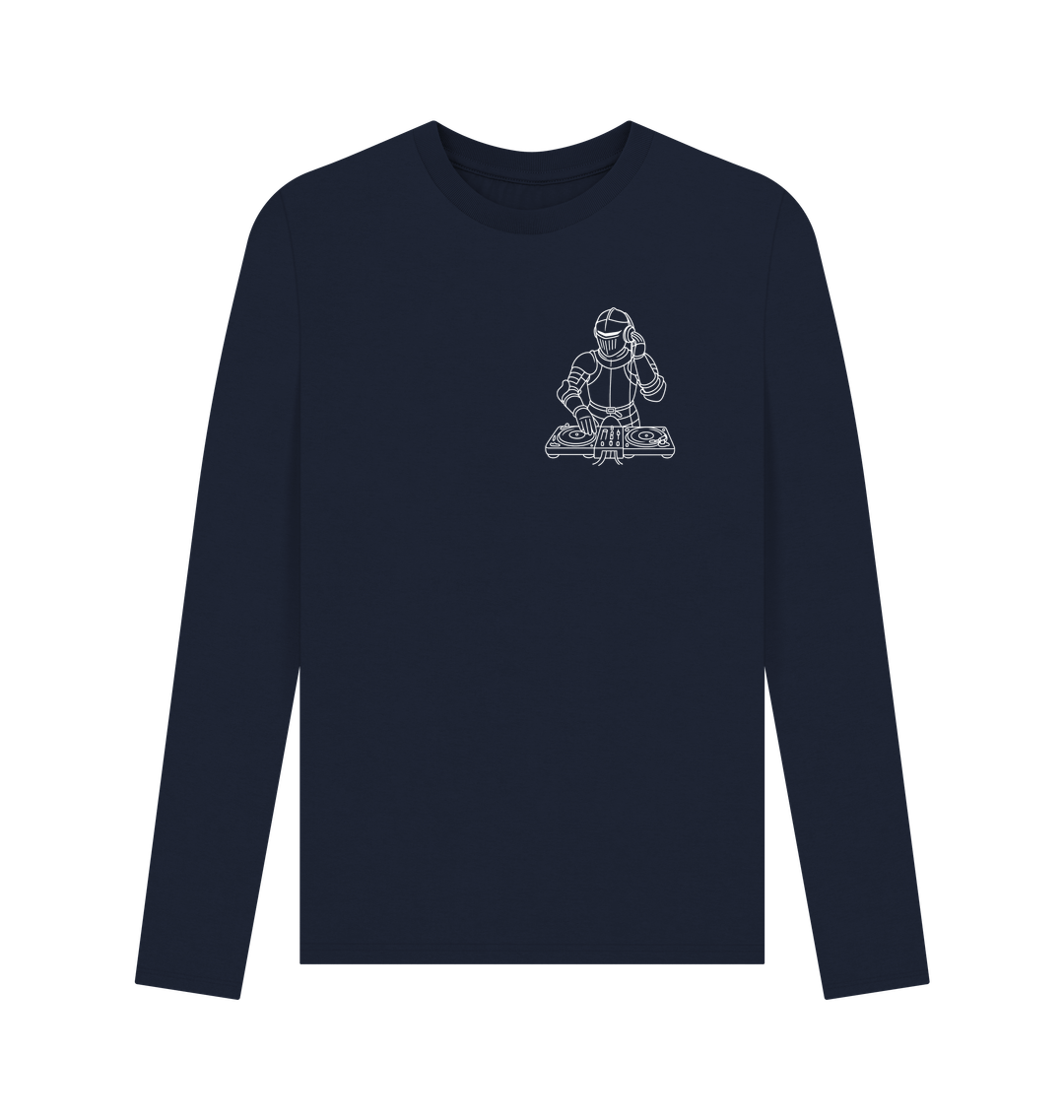 Navy Blue Printed Long Sleeve T Shirt
