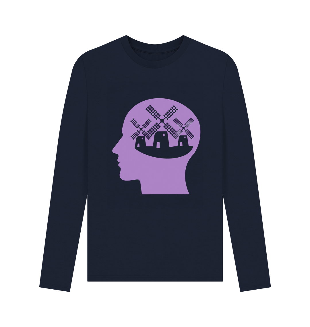 Navy Blue Printed Long Sleeve T Shirt