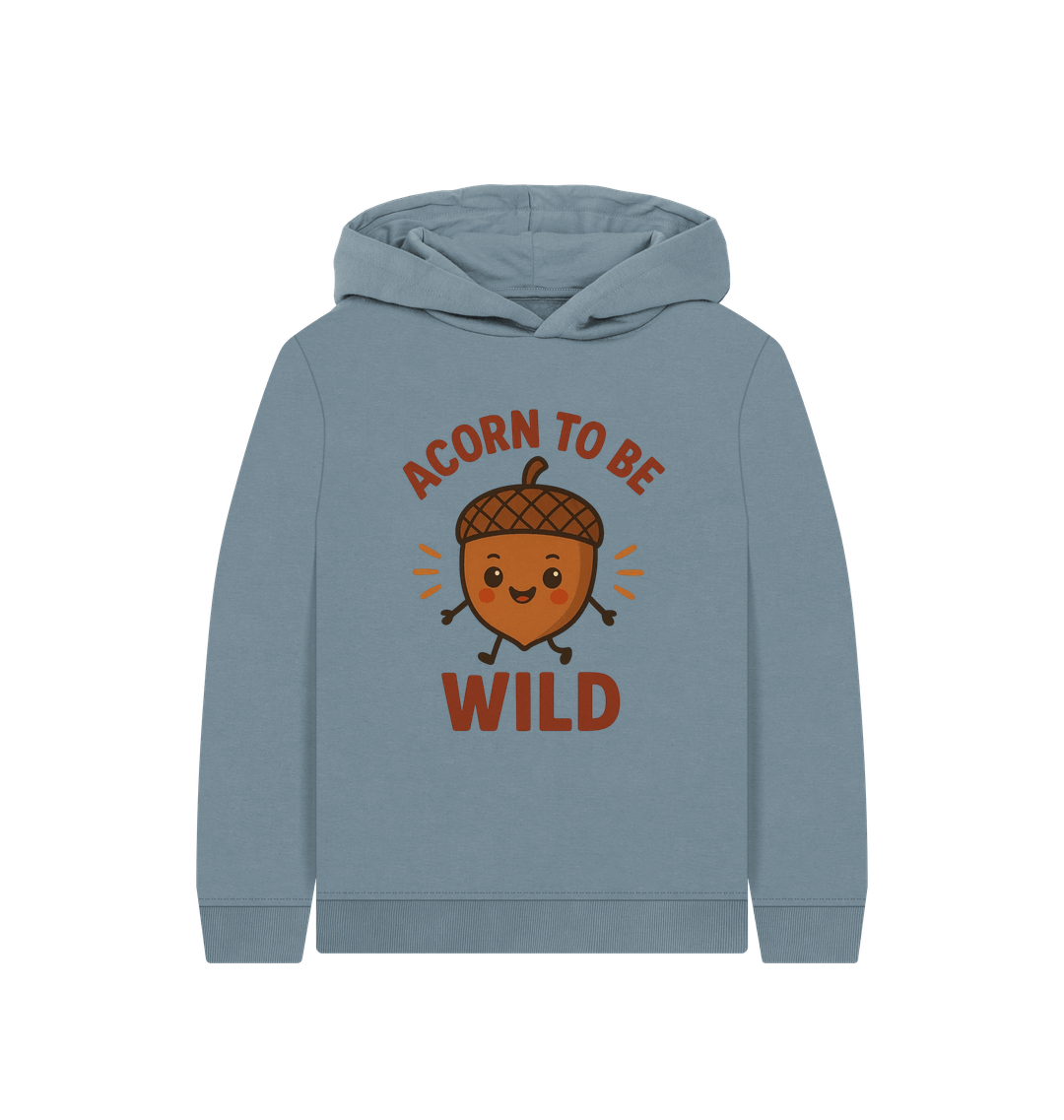 Stone Blue Printed Kids Hoodie Front