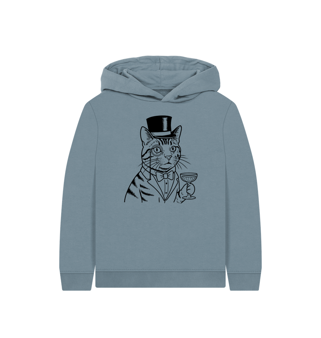 Stone Blue Printed Kids Hoodie