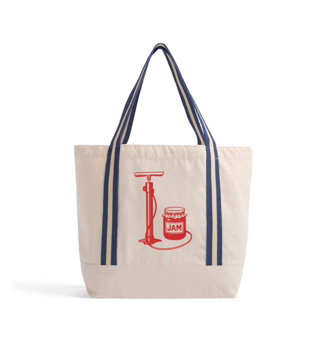Natural/French Navy Heat Transfer Bag