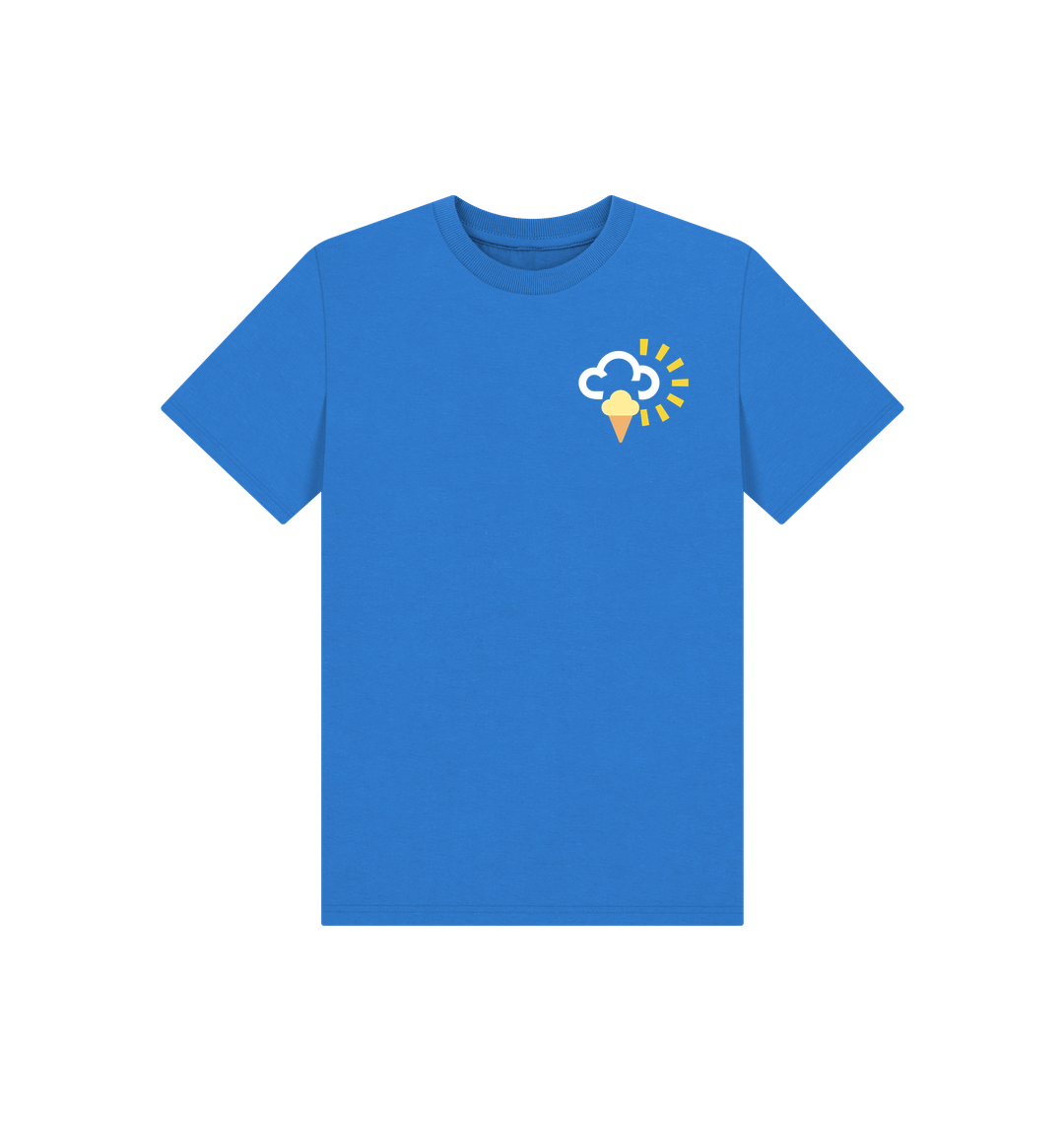Bright Blue Printed Kids T-Shirt Front