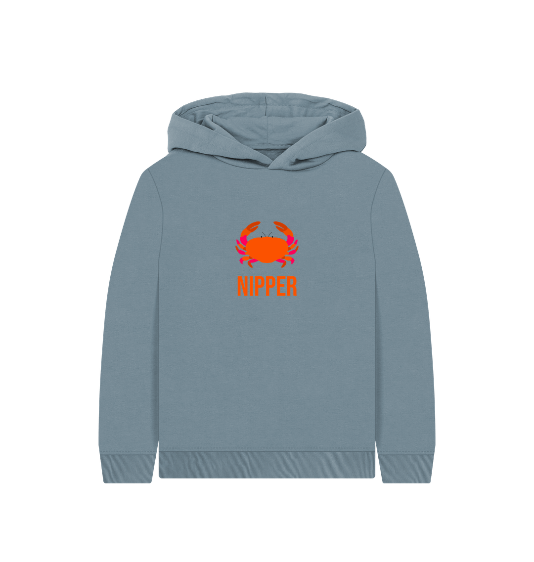 Stone Blue Printed Kids Hoodie