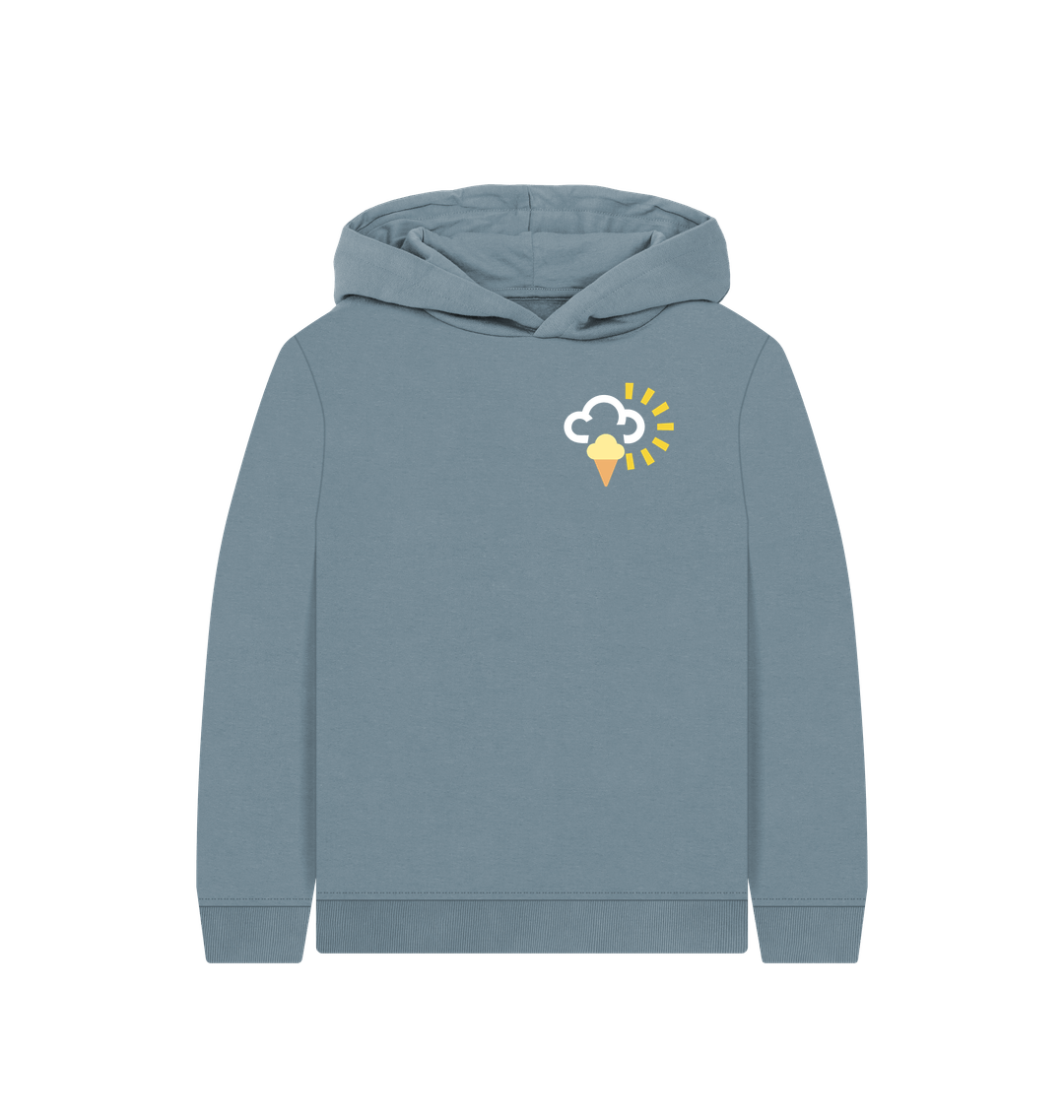 Stone Blue Printed Kids Hoodie Front