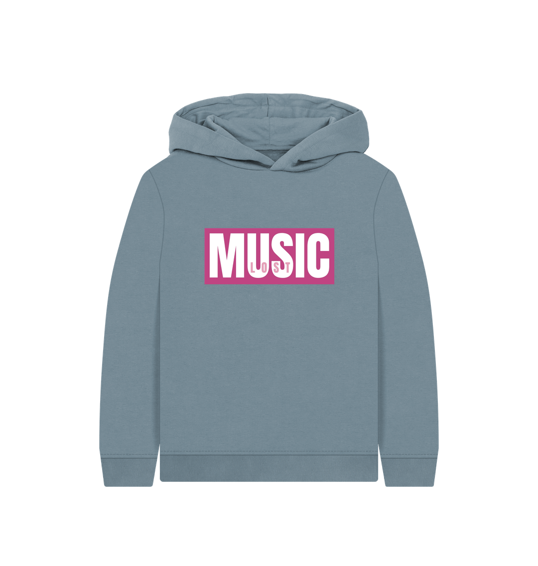 Stone Blue Printed Kids Hoodie