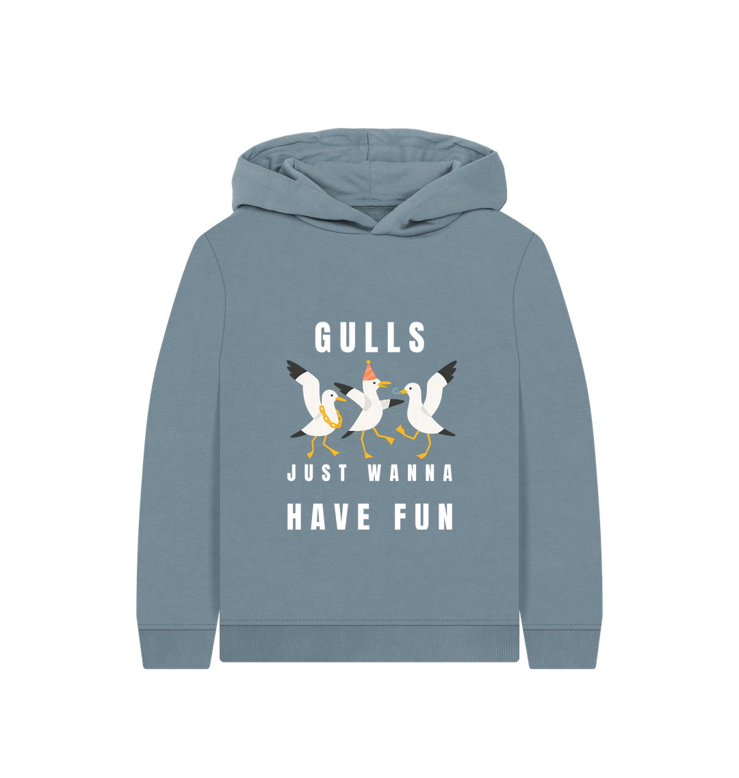 Stone Blue Printed Kids Hoodie
