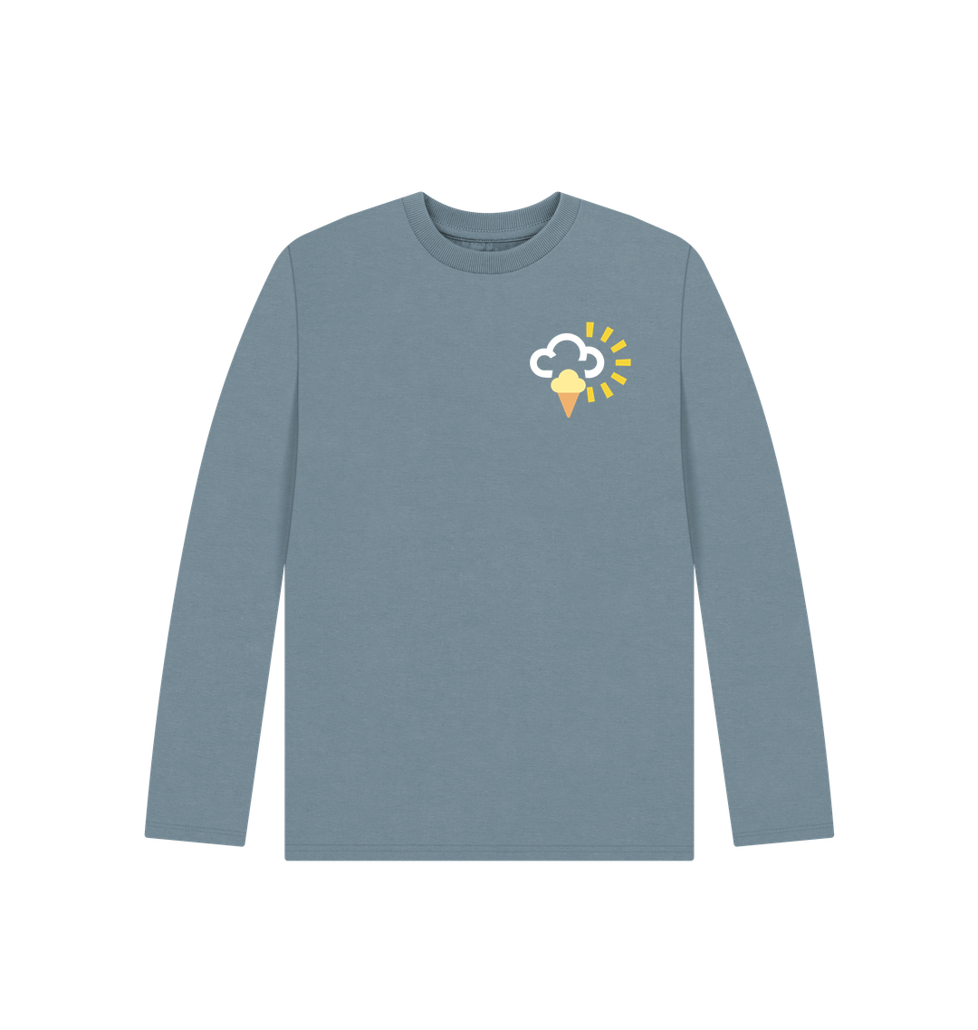 Stone Blue Printed Kids T-Shirt Front