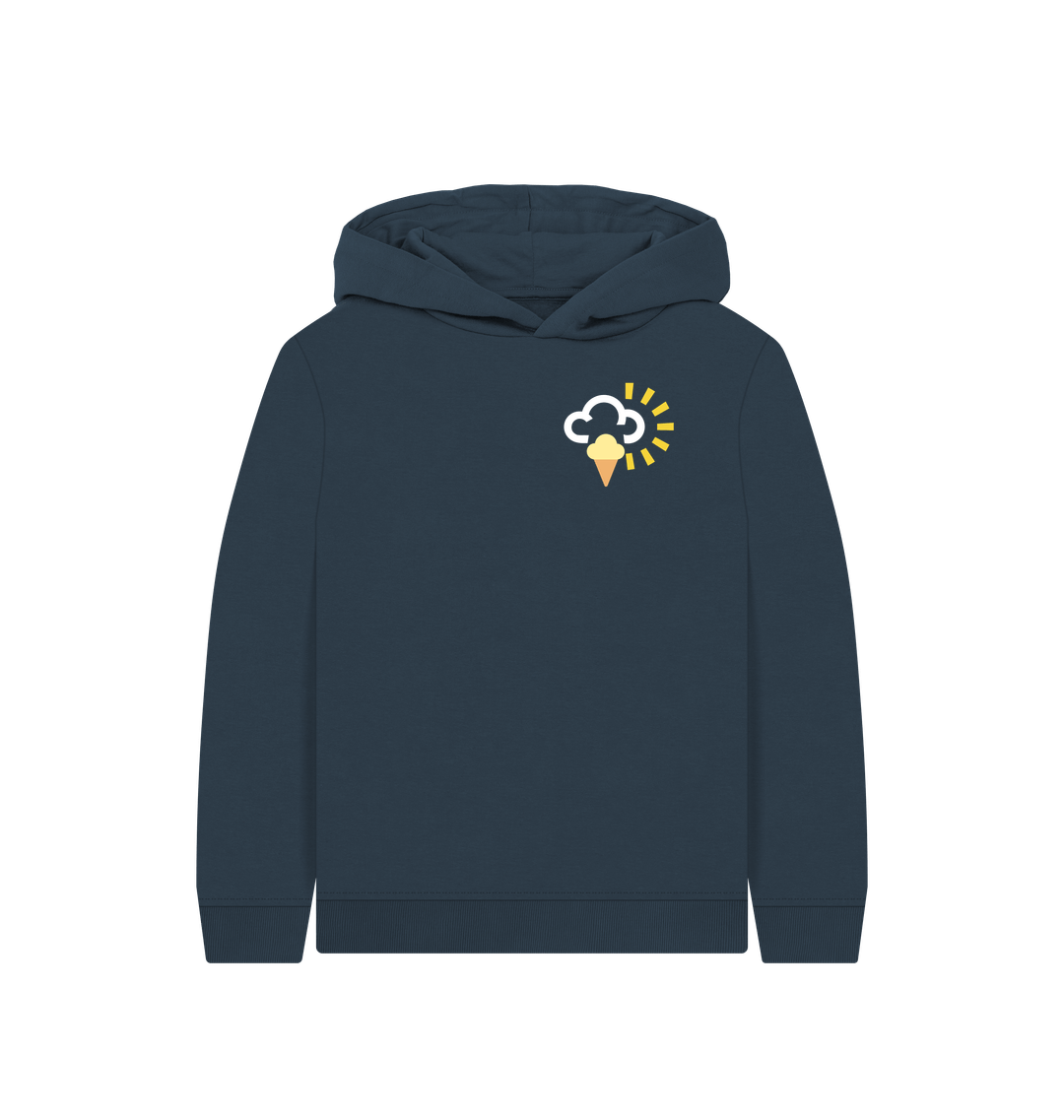 Navy Blue Printed Kids Hoodie Front