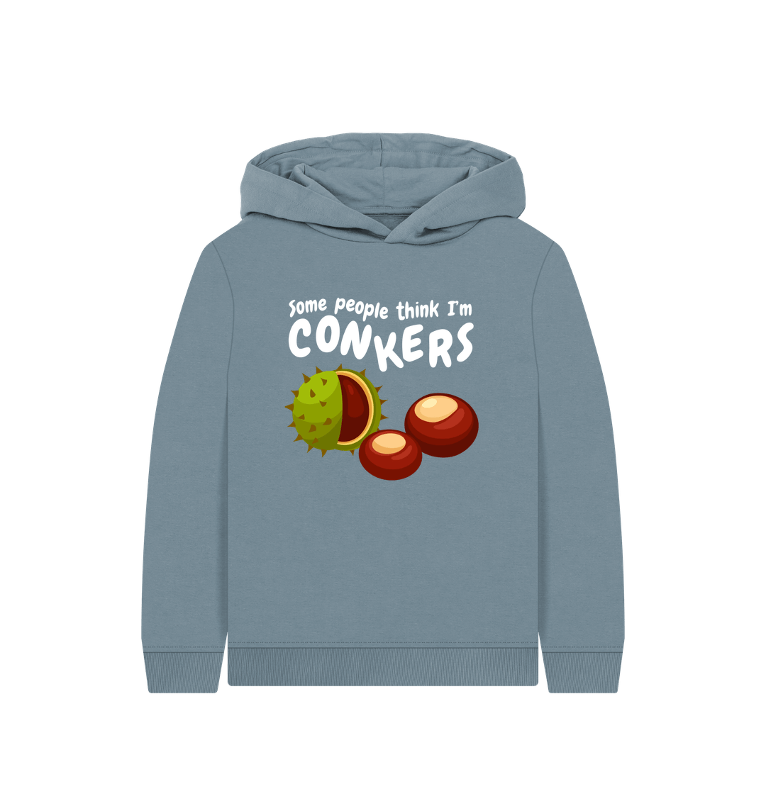 Stone Blue Printed Kids Hoodie Front