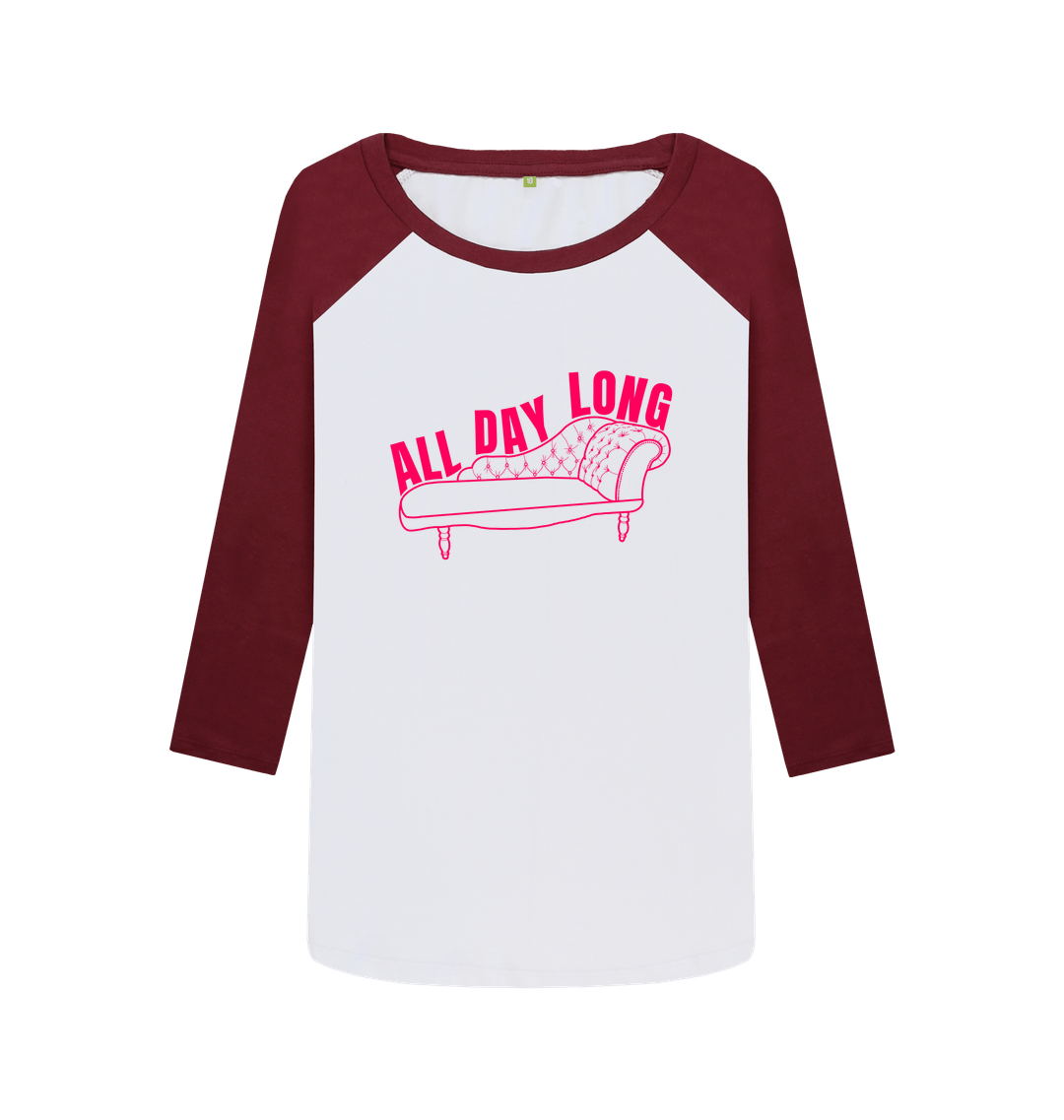 Red Wine-White Printed Baseball T-shirt