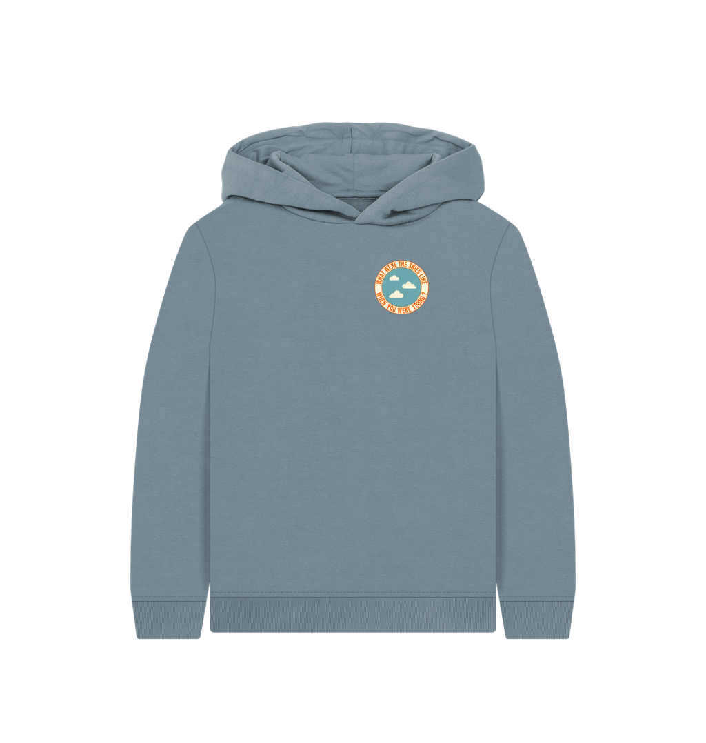 Stone Blue Printed Kids Hoodie