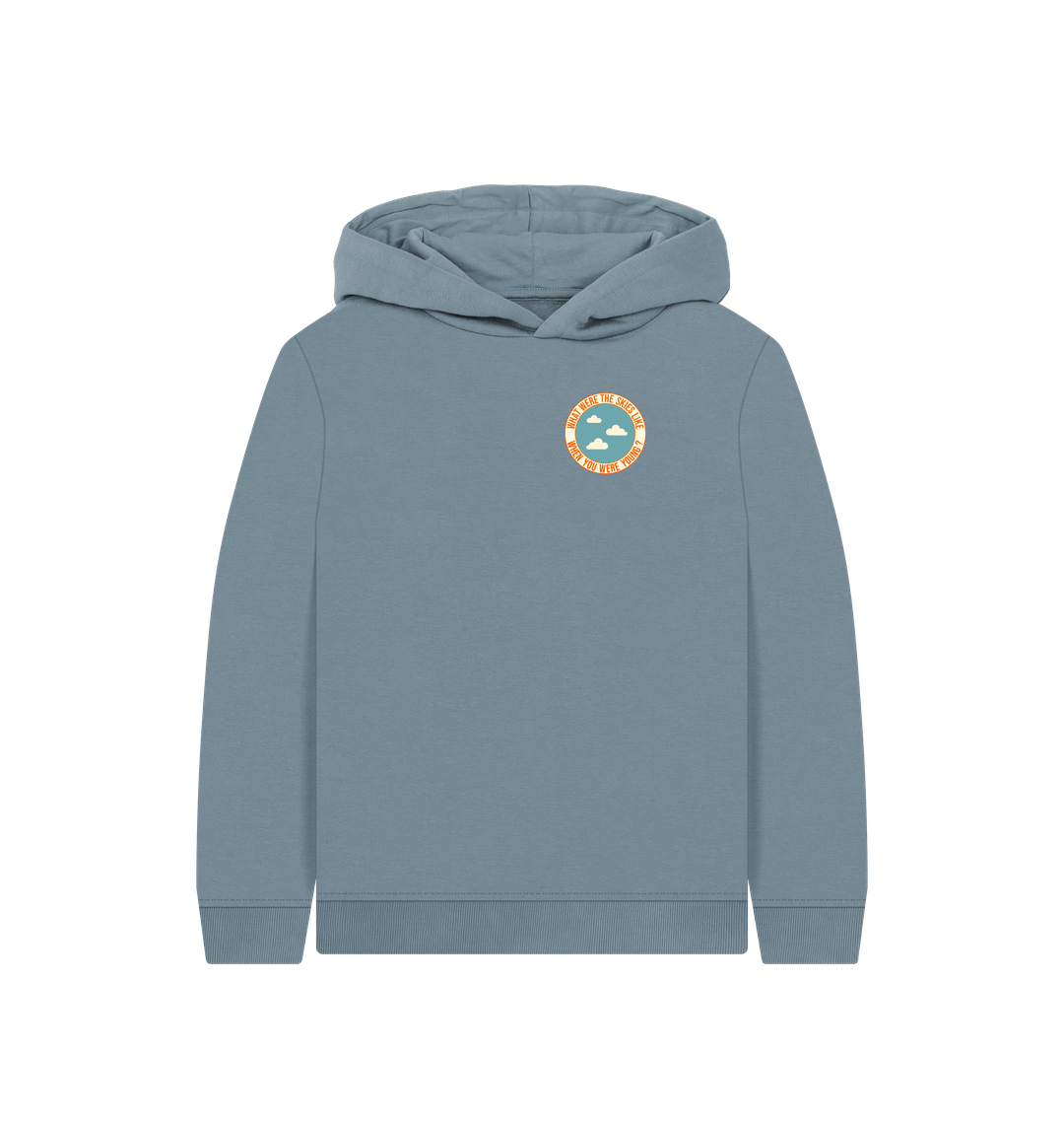 Stone Blue Printed Kids Hoodie