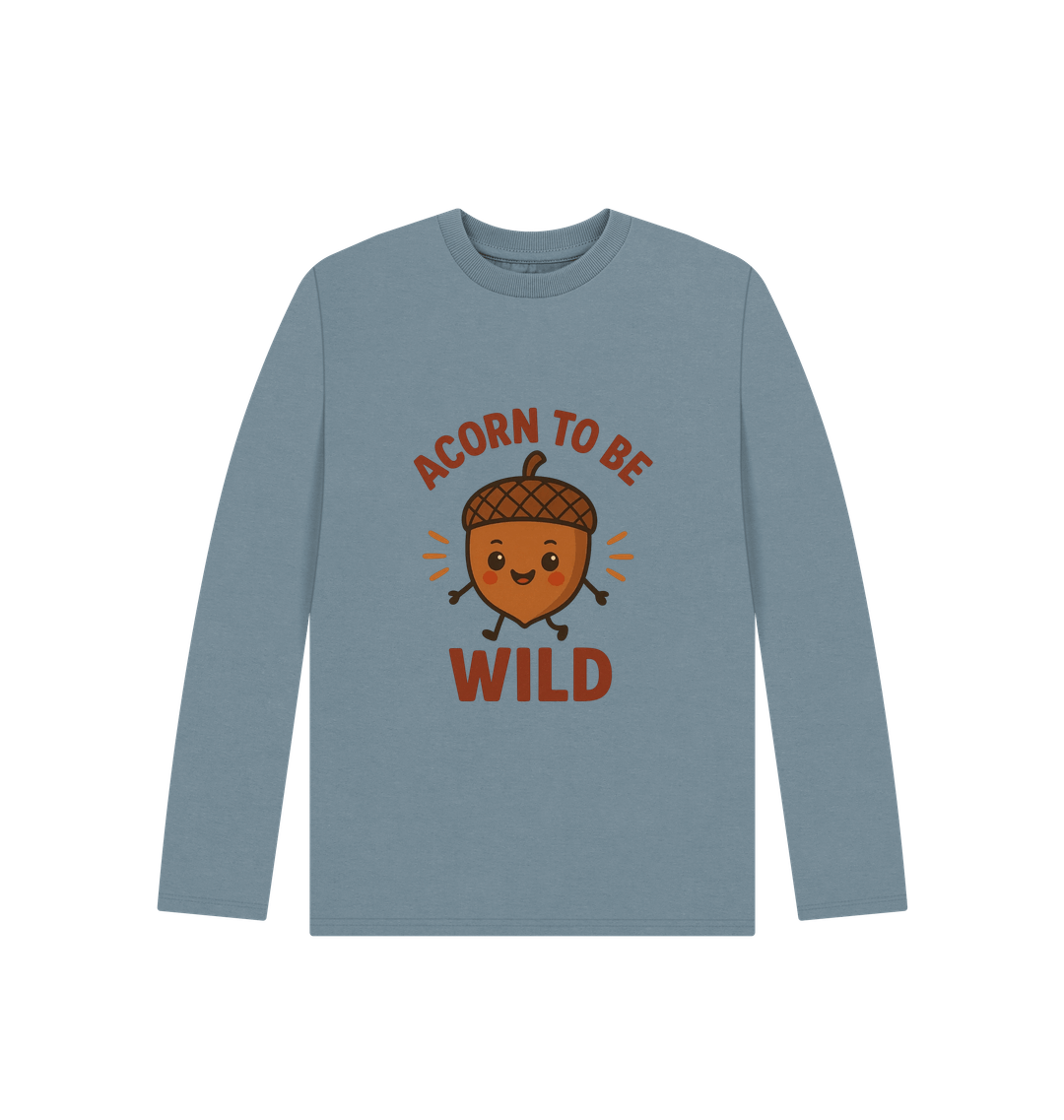 Stone Blue Printed Kids T-Shirt Front